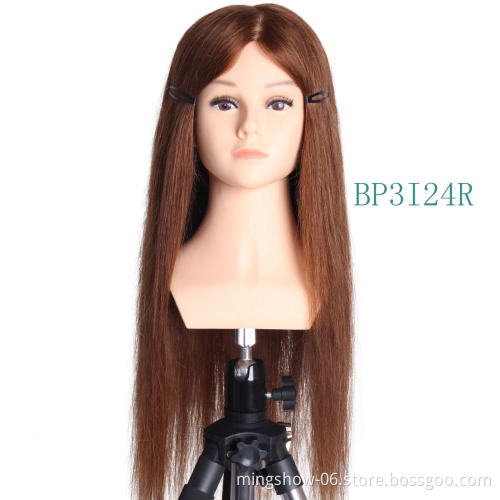 Training Mannequin Heads 100% Human Hair for Braiding Manikin Head For Hairdresser Pro Cosmetology Dummy Head hair extension